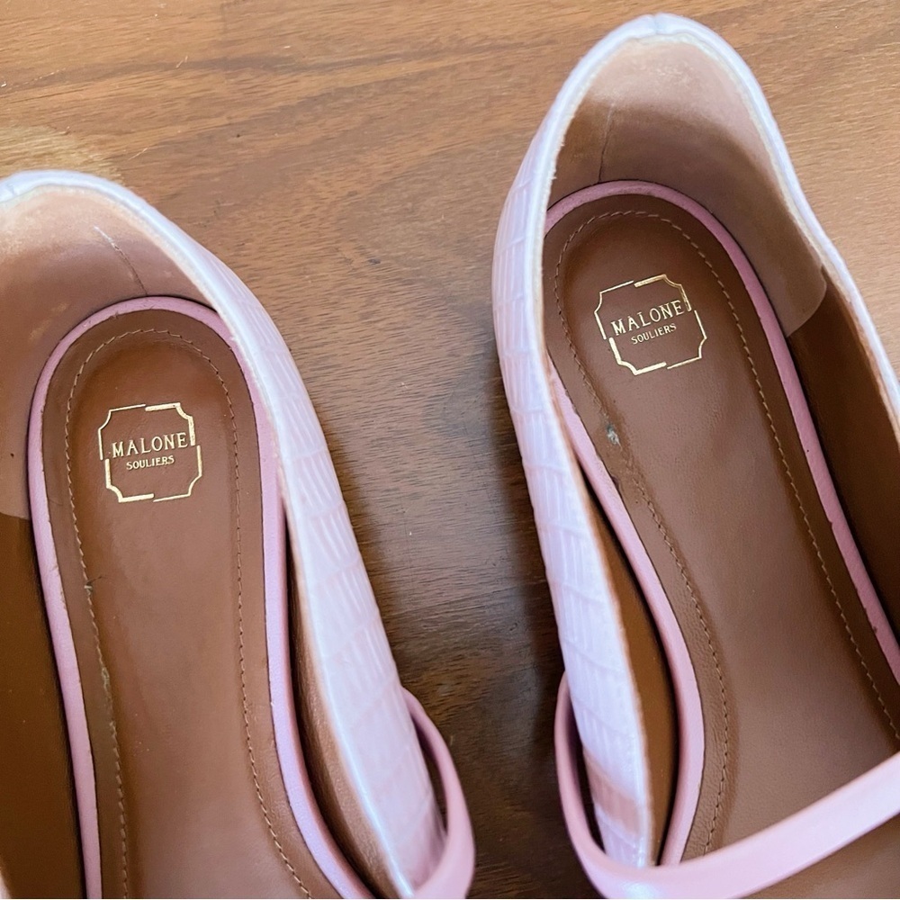 Malone Souliers • Maureen Leather Ballet Flat pink croc embossed leather strappy - Picture 6 of 13